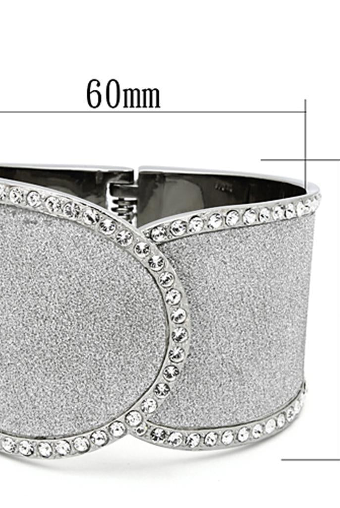 Women's Jewelry - Bracelets Women's Bracelets - TK1152 - High polished (no plating) Stainless Steel Bangle with Top Grade Crystal in Clear