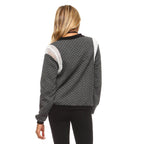Women's Checkered Mesh Detail Bomber - VacationGrabs