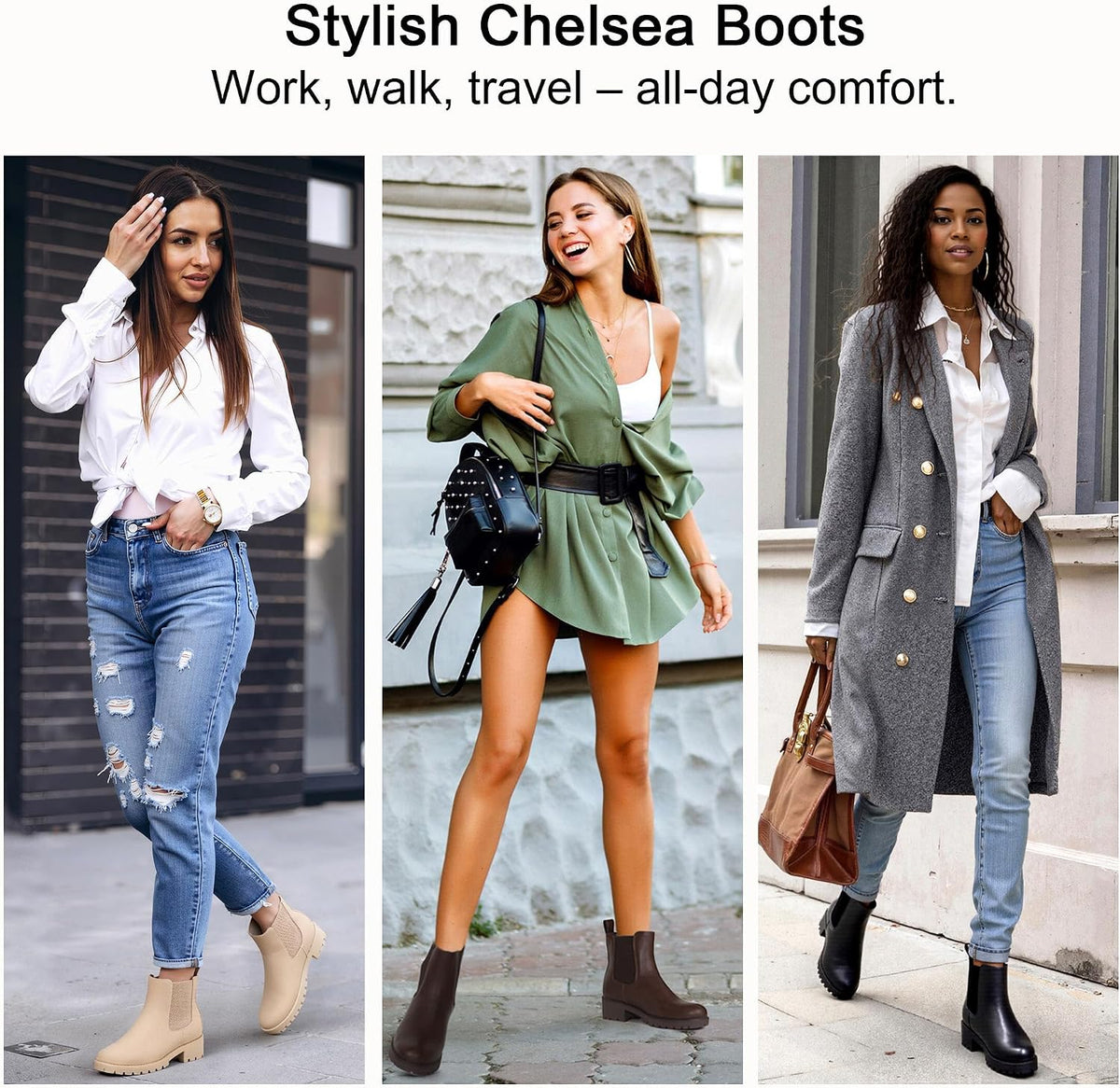 Women's Chelsea Ankle Boots Pull-On Low Heel Booties 9607 – 3/4 angle view