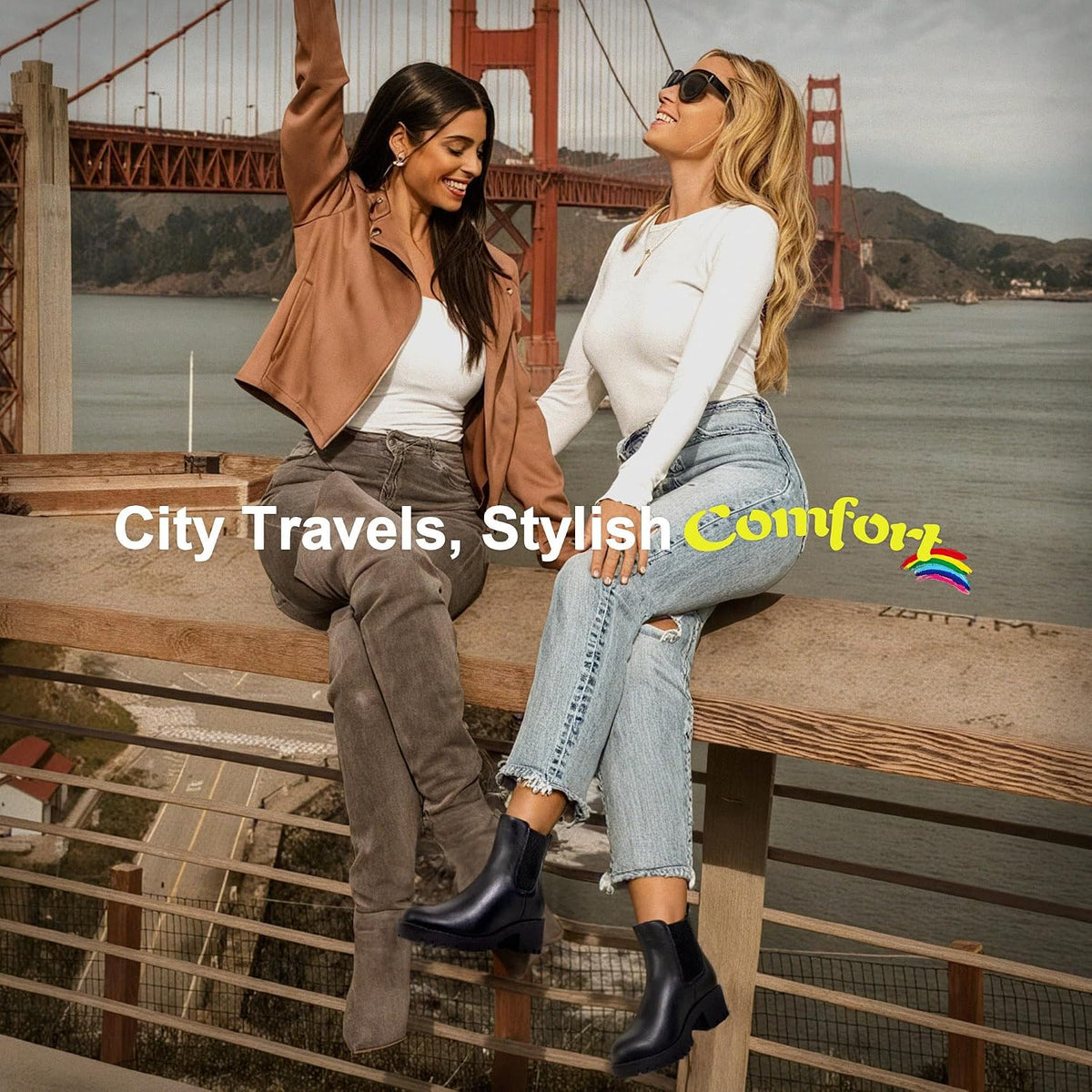 Women's Chelsea Ankle Boots Pull-On Low Heel Booties 9607 – pair view