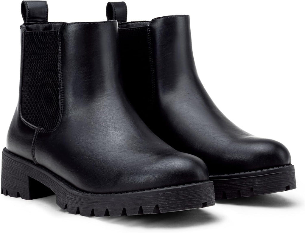 Women's Chelsea Ankle Boots Pull-On Low Heel Booties 9607 – toe close-up