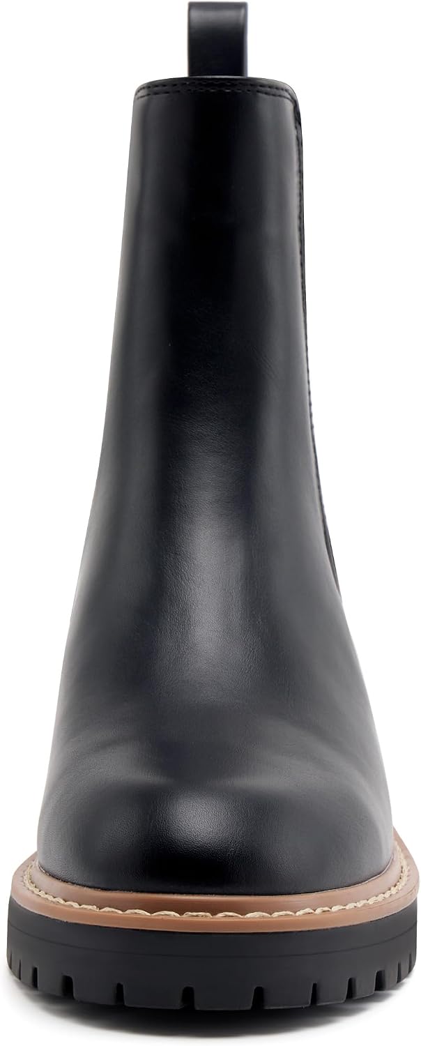 Women's Chelsea Boots Slip On Ankle Booties Elastic Chunky Block Booties – side profile