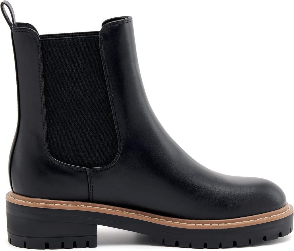 Women's Chelsea Boots Slip On Ankle Booties Elastic Chunky Block Booties – back view