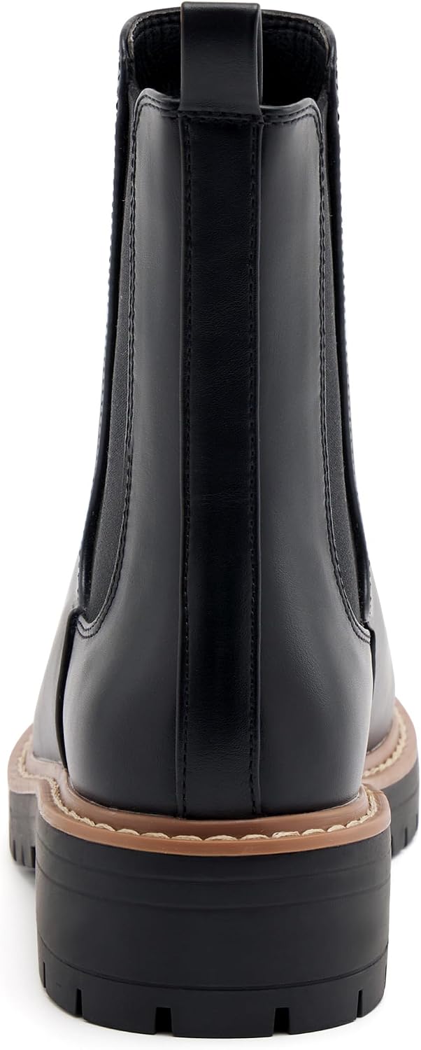 Women's Chelsea Boots Slip On Ankle Booties Elastic Chunky Block Booties – sole and heel detail