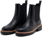 Women's Chelsea Boots Slip On Ankle Booties Elastic Chunky Block Booties – opposite side view