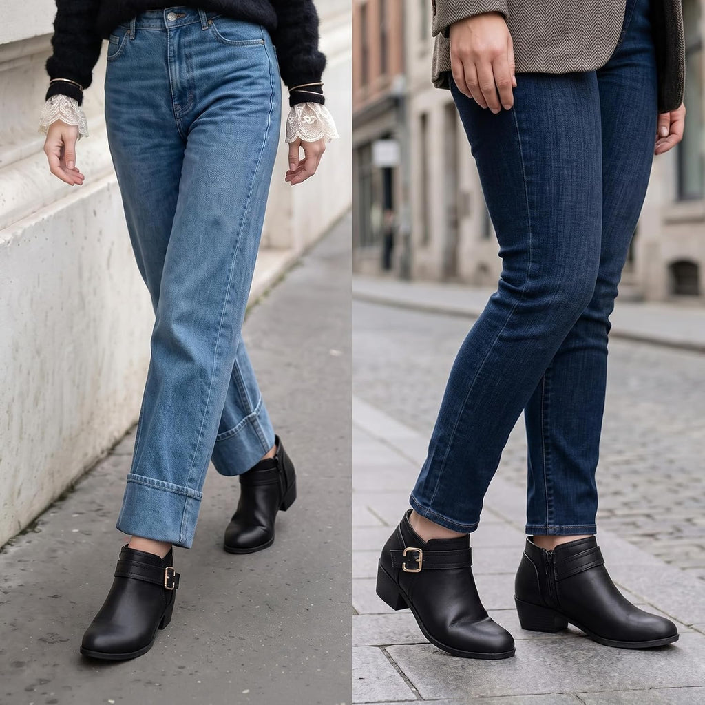 Women's Chunky Low Heel Short Ankle Boots – side profile