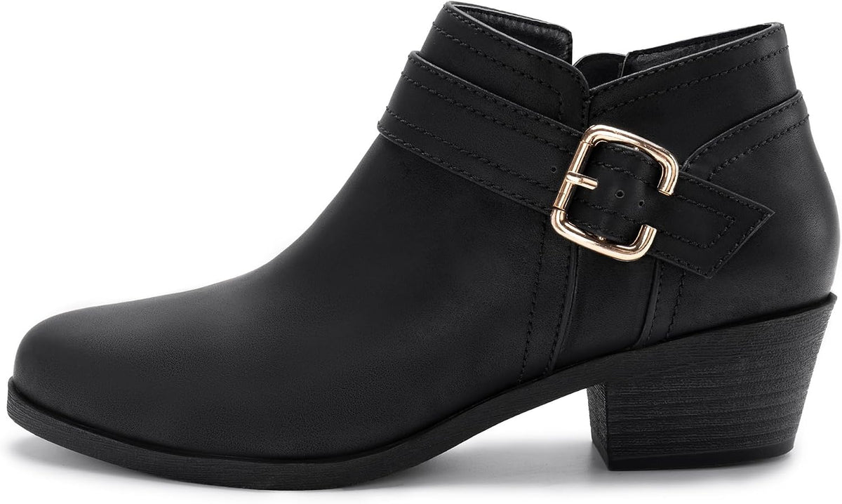 Women's Chunky Low Heel Short Ankle Boots – back view