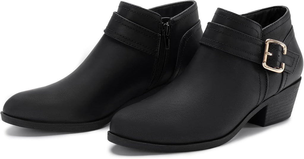Women's Chunky Low Heel Short Ankle Boots – close-up upper detail
