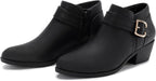 Women's Chunky Low Heel Short Ankle Boots – close-up upper detail