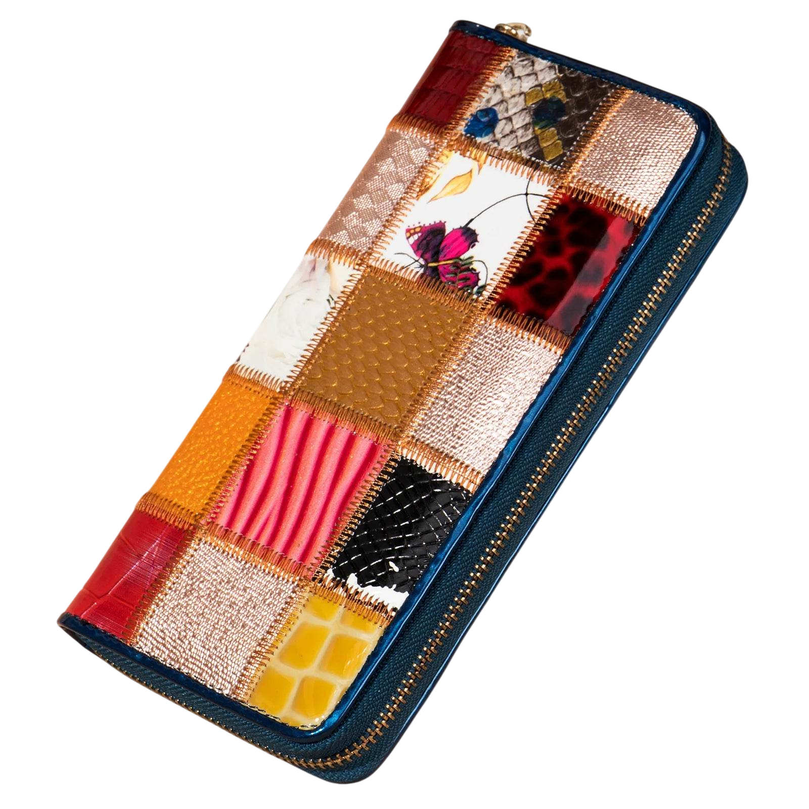 Women’s Leather Patchwork Clutch Bag Ethnic Style Genuine
