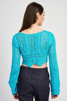 Women's Shirts - Cropped Tops Women’s Crochet Cropped Top with Front Tie