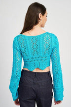 Women’s Crochet Cropped Top with Front Tie - VacationGrabs