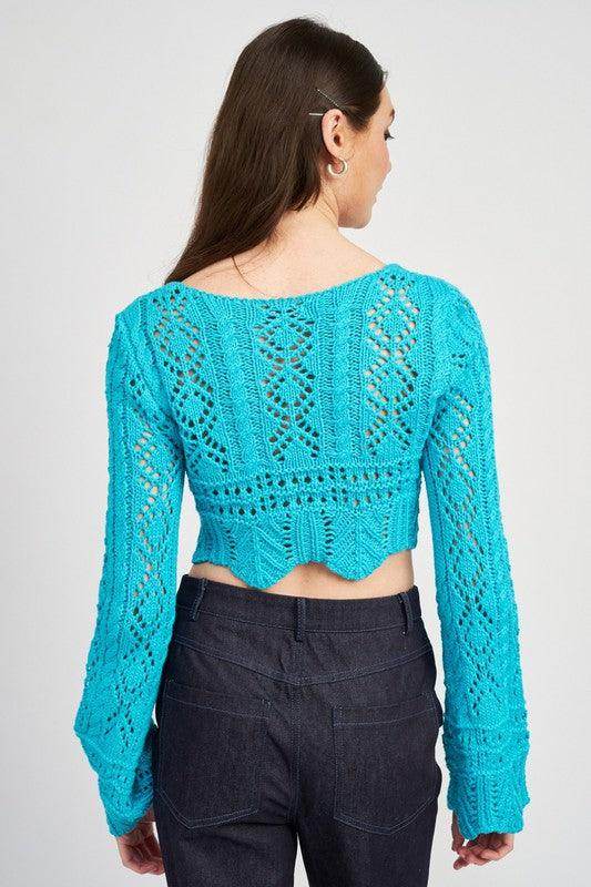 Women’s Crochet Cropped Top with Front Tie - VacationGrabs