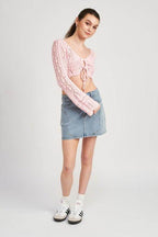 Women’s Crochet Cropped Top with Front Tie - VacationGrabs