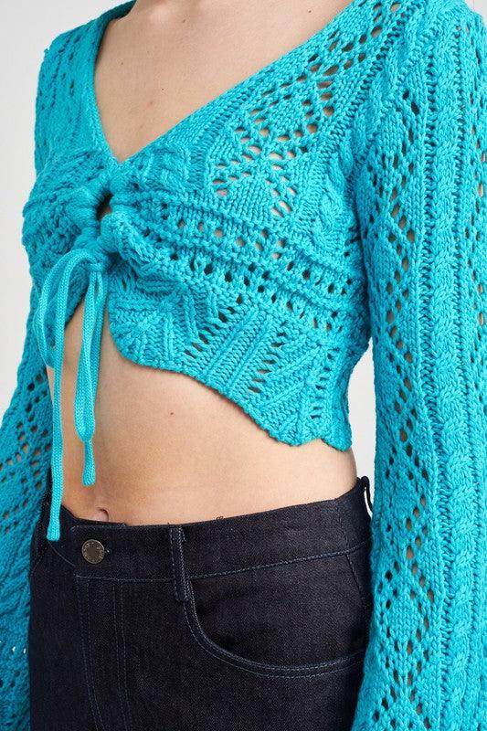 Women’s Crochet Cropped Top with Front Tie - VacationGrabs