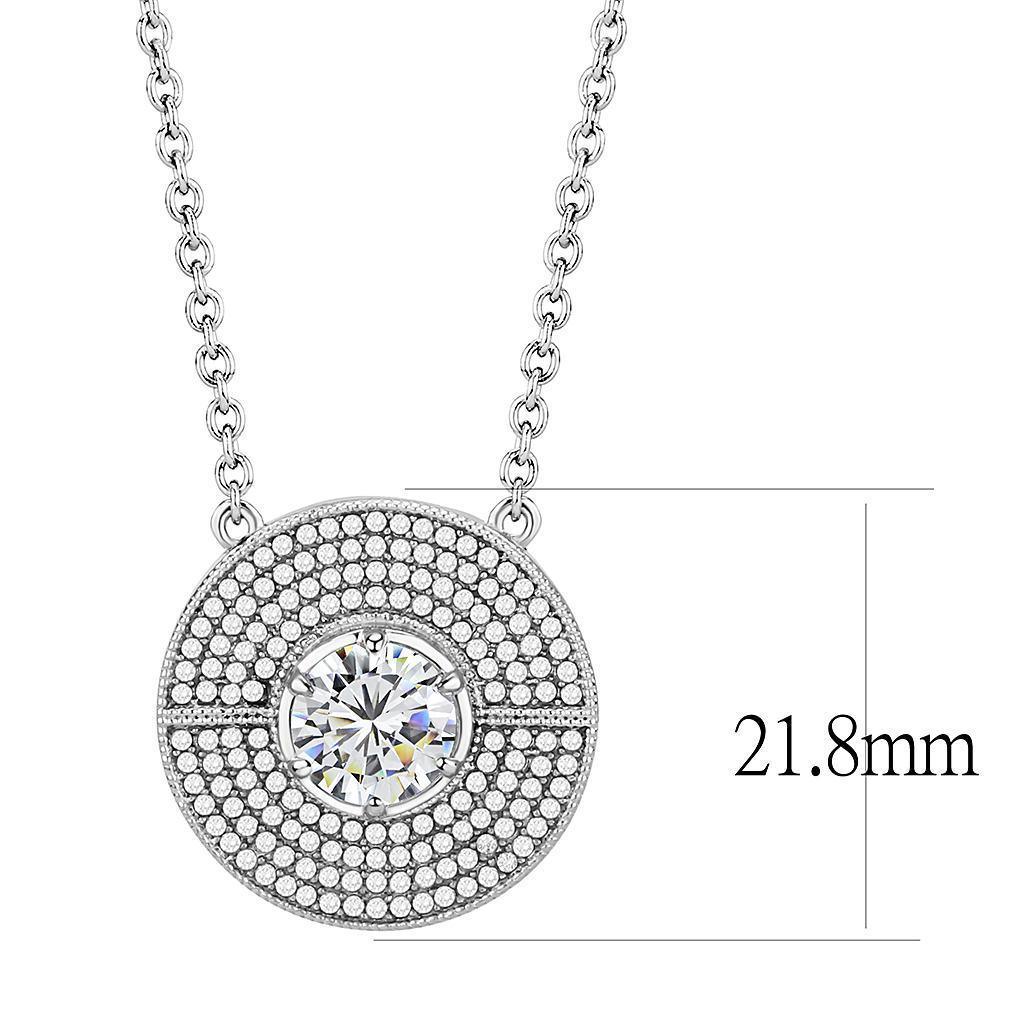 Women's Jewelry - Necklaces Women's DA335 - No Plating Stainless Steel Necklace with AAA Grade CZ in Clear