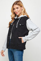 Women's Coats & Jackets Women's Denim Jacket with Fleece Hoodie
