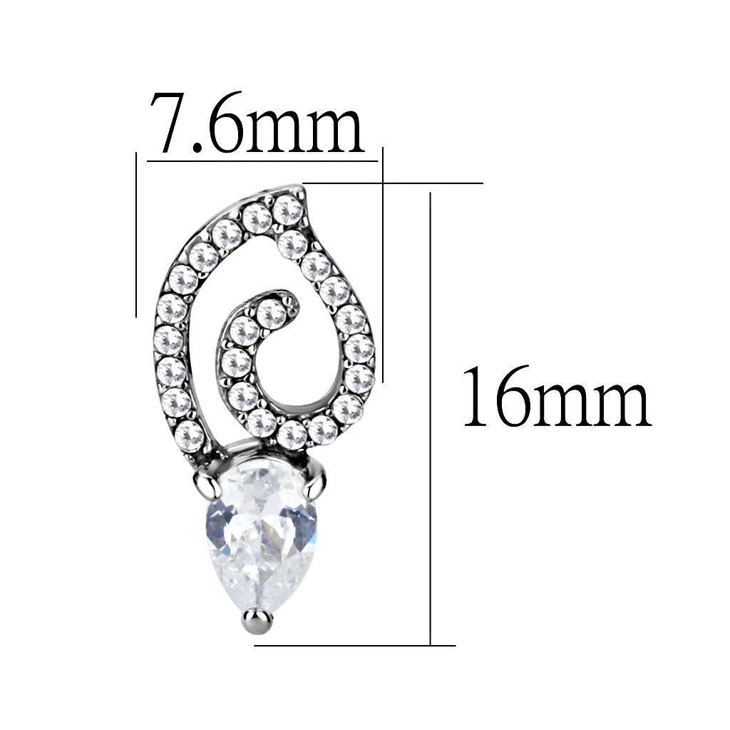 Women's Jewelry - Earrings Women's Earrings - DA291 - High polished (no plating) Stainless Steel Earrings with AAA Grade CZ in Clear