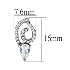 Women's Jewelry - Earrings Women's Earrings - DA291 - High polished (no plating) Stainless Steel Earrings with AAA Grade CZ in Clear