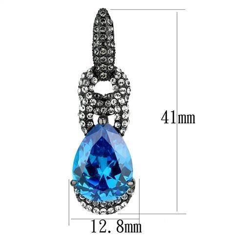 Women's Jewelry - Earrings Women's Earrings - IP Light Black (IP Gun) Stainless Steel Earrings Sea Blue