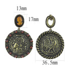 Women's Jewelry - Earrings Women's Earrings - LO4190 - Antique Copper Brass Earrings with Synthetic Synthetic Stone in Smoked Quartz