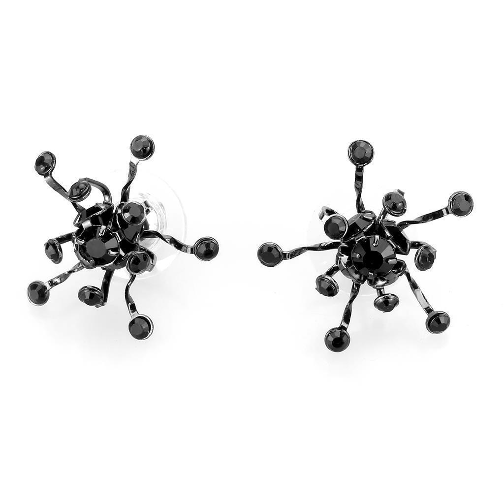 Women's Jewelry - Sets Women's Earrings - LO4726 - Ruthenium White Metal Jewelry Sets with Top Grade Crystal in Jet