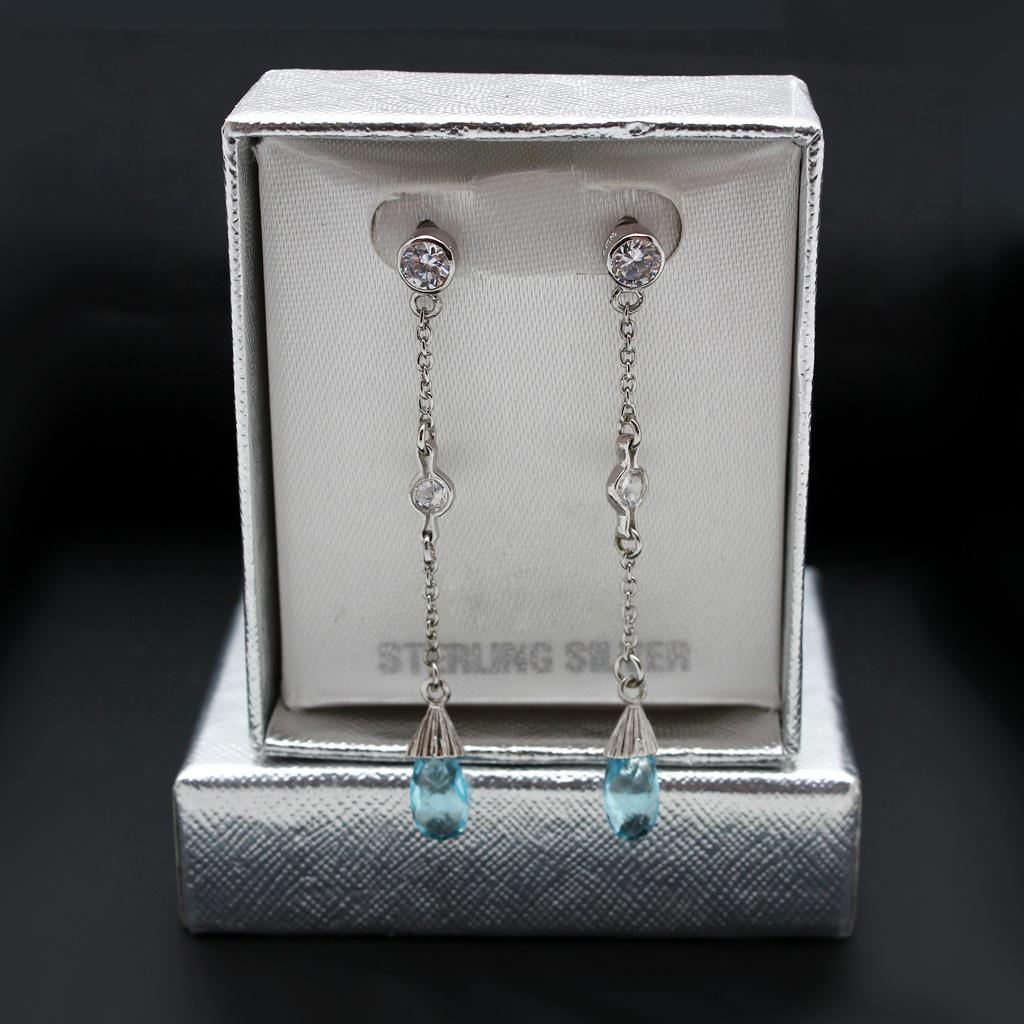 Women's Jewelry - Earrings Women's Earrings - London Blue Rhodium 925 Sterling Silver Earrings with Genuine Stone