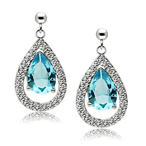 Women's Jewelry - Earrings Women's Earrings - Sea Blue Brass Earrings with Synthetic Glass
