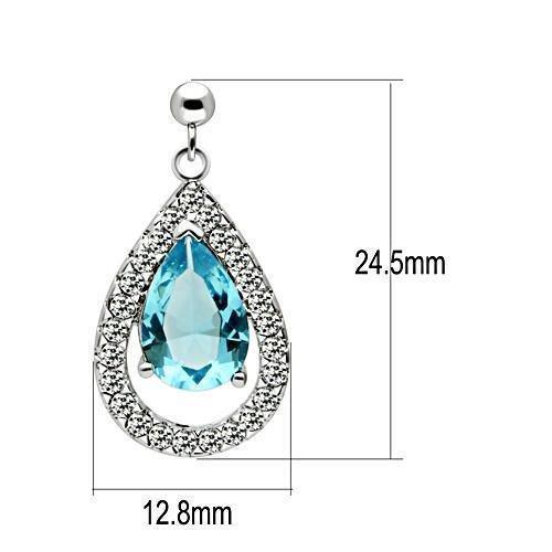 Women's Jewelry - Earrings Women's Earrings - Sea Blue Brass Earrings with Synthetic Glass