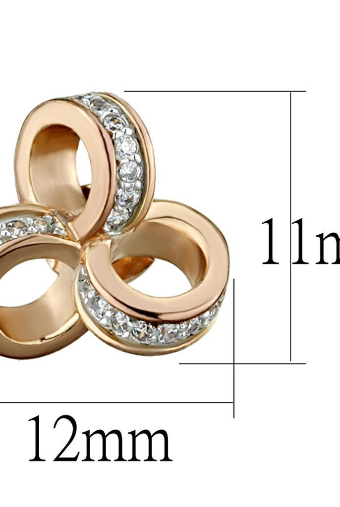 Women's Jewelry - Earrings Women's Earrings - TS513 - Rose Gold + Rhodium 925 Sterling Silver Earrings with AAA Grade CZ in Clear