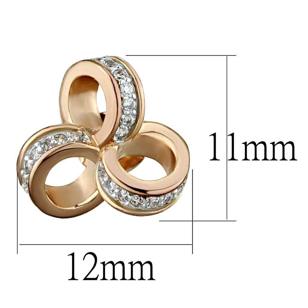 Elegant 925 sterling rhodium earrings featuring three interconnected gold rings with sparkling crystals