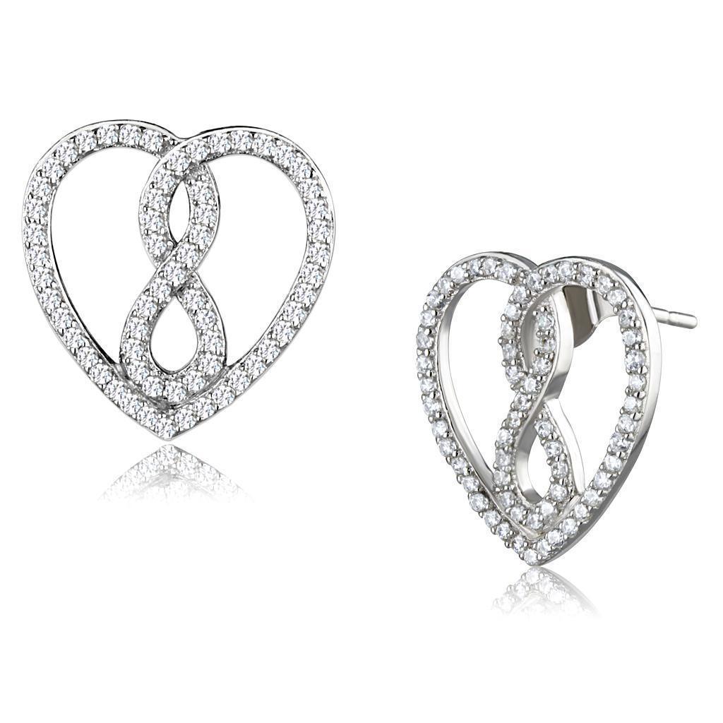 Women's Jewelry - Earrings Women's Earrings - TS549 - Rhodium 925 Sterling Silver Earrings with AAA Grade CZ in Clear