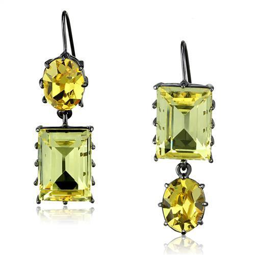 Women's Jewelry - Earrings Women's Earrings - Yellow Topaz Light Black (IP Gun) Stainless Steel Earrings