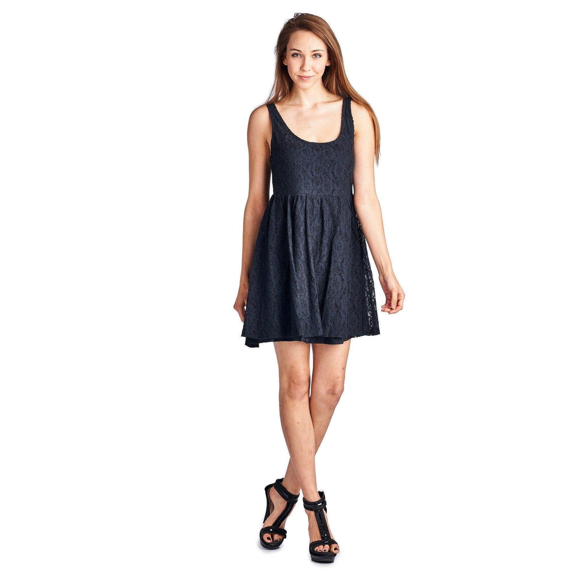 Women's Empire Waist Allover Lace Dress - VacationGrabs