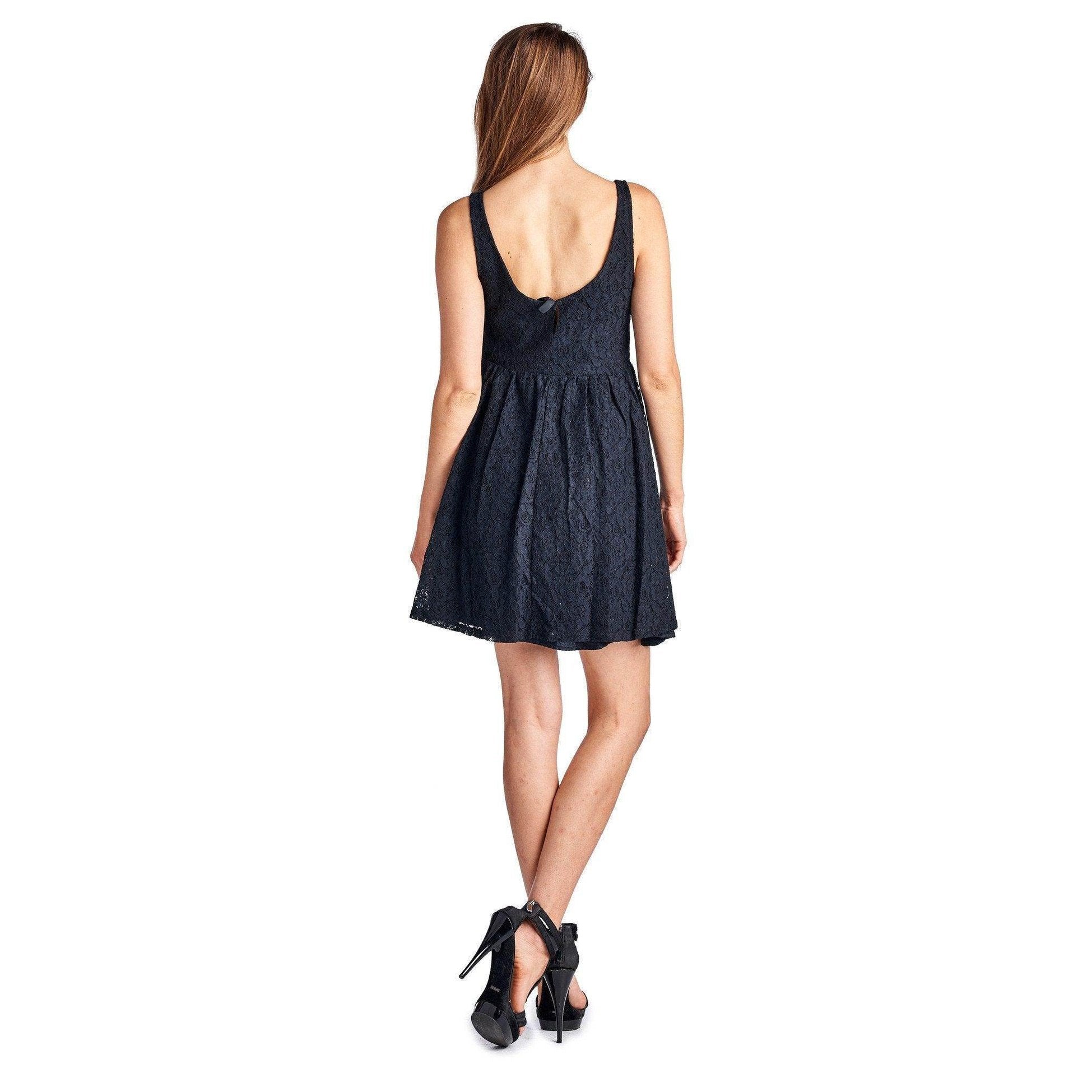 Women's Empire Waist Allover Lace Dress - VacationGrabs