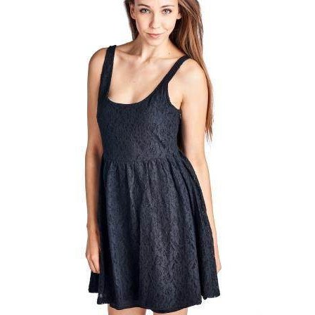 Women's Empire Waist Allover Lace Dress - VacationGrabs