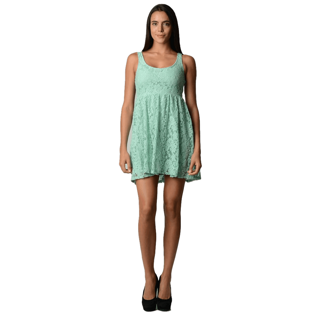 Women's Empire Waist Allover Lace Dress - VacationGrabs