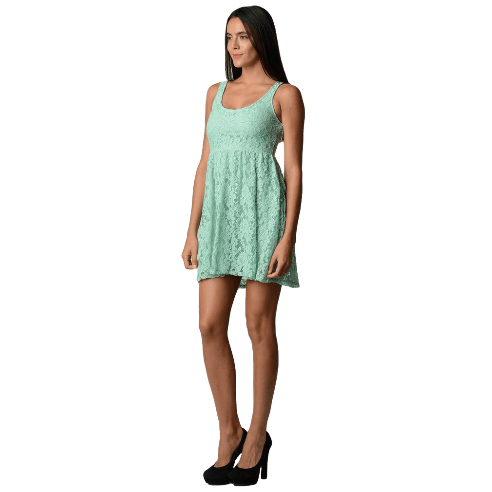 Women's Empire Waist Allover Lace Dress - VacationGrabs