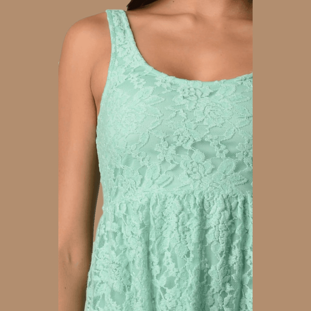 Women's Empire Waist Allover Lace Dress - VacationGrabs