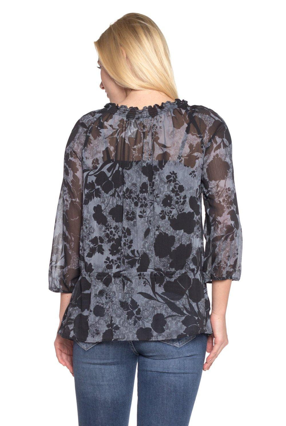 Women's Shirts Women's Floral Printed Chiffon Button Front Top with Tank Lining