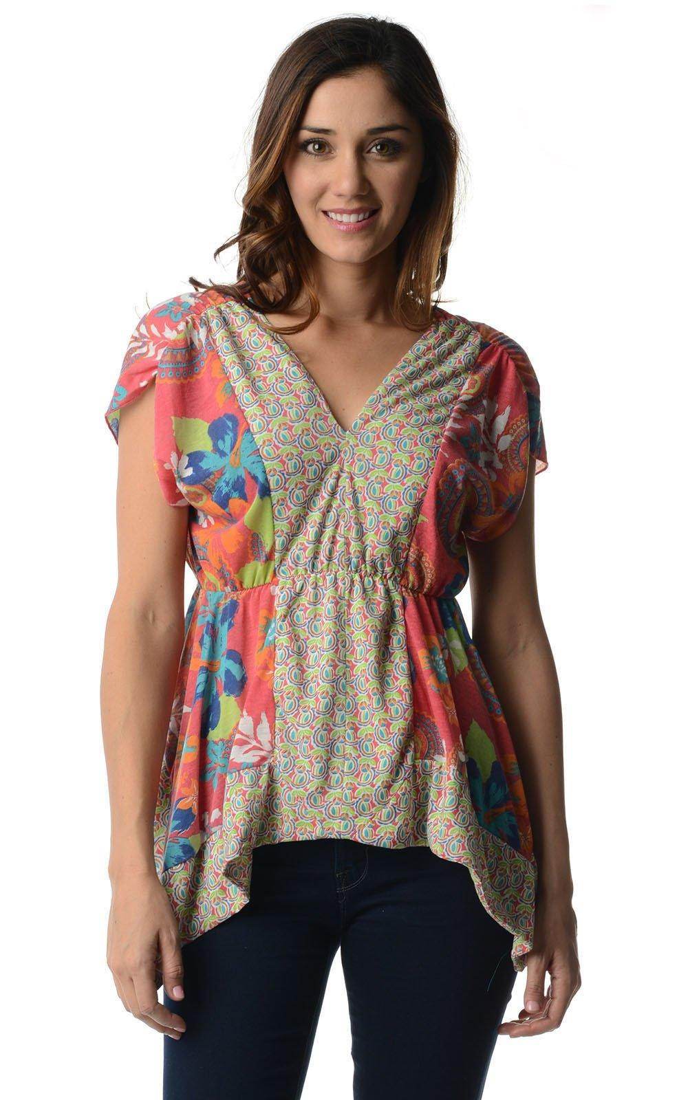 Women's Floral Printed Flutter Top - VacationGrabs