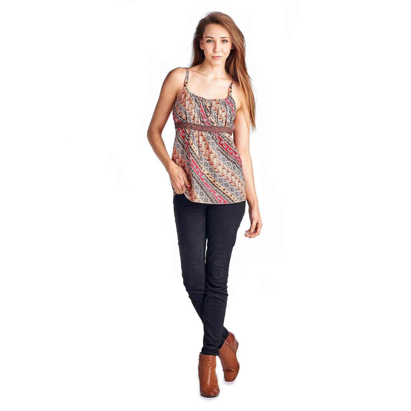 Women's Floral Printed Lace Tank - VacationGrabs