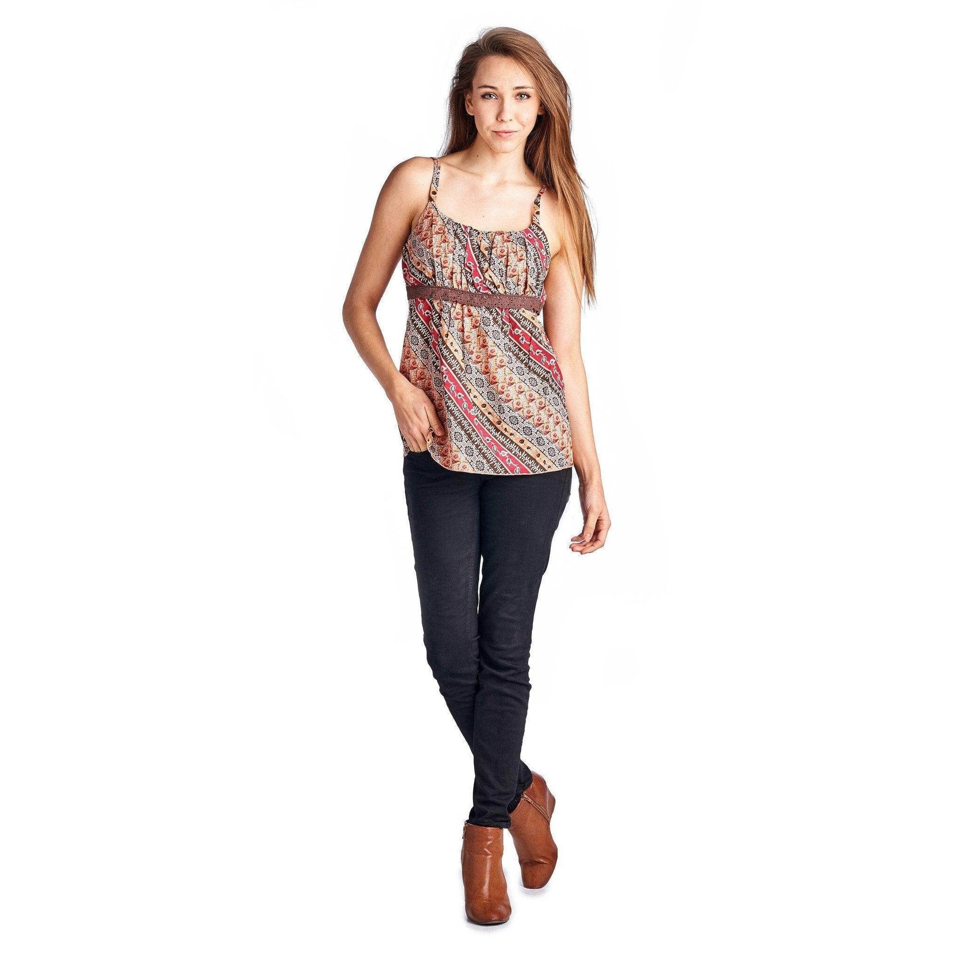 Women's Floral Printed Lace Tank - VacationGrabs
