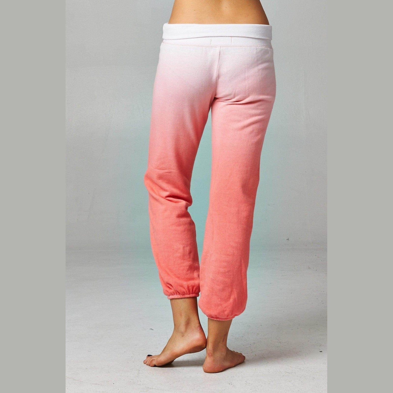 Women's Fold-over Waistband French Terry Dip Dye Screened - VacationGrabs