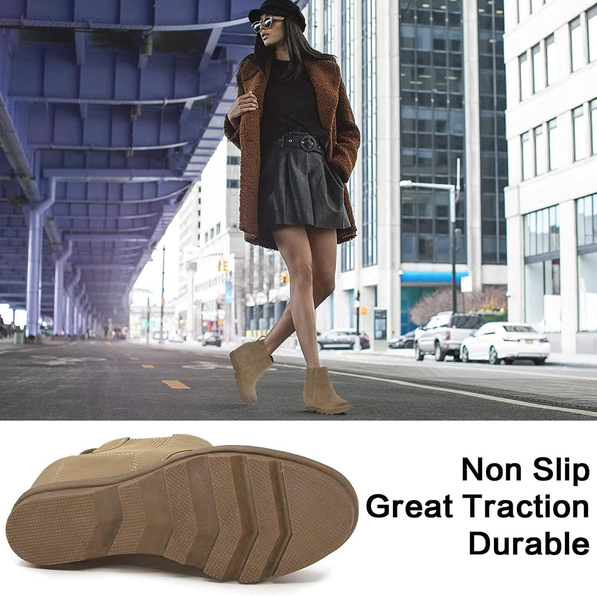 Women's Hidden Heel Chelsea Ankle Wedge Boots – 3/4 angle view