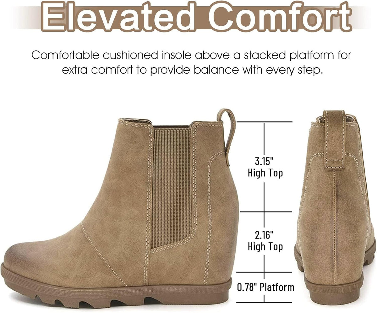 Women's Hidden Heel Chelsea Ankle Wedge Boots – side profile