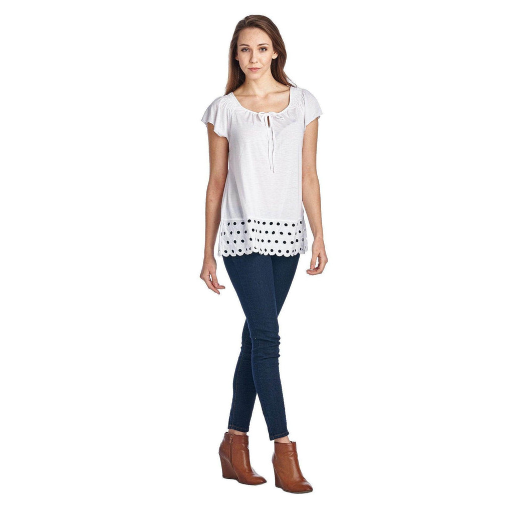Women's Jersey Keyhole Top with Hem Detail - VacationGrabs
