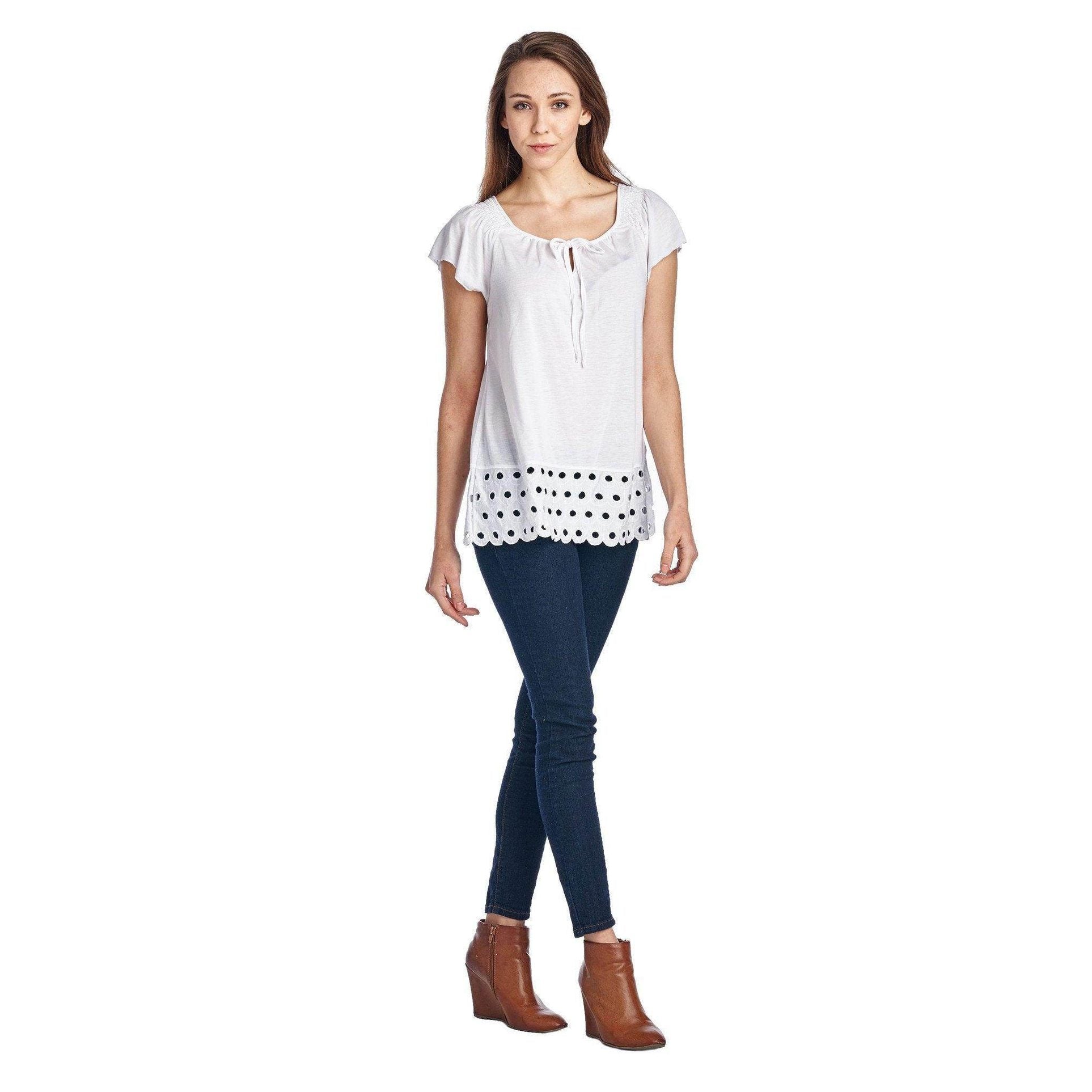 Women's Jersey Keyhole Top with Hem Detail - VacationGrabs