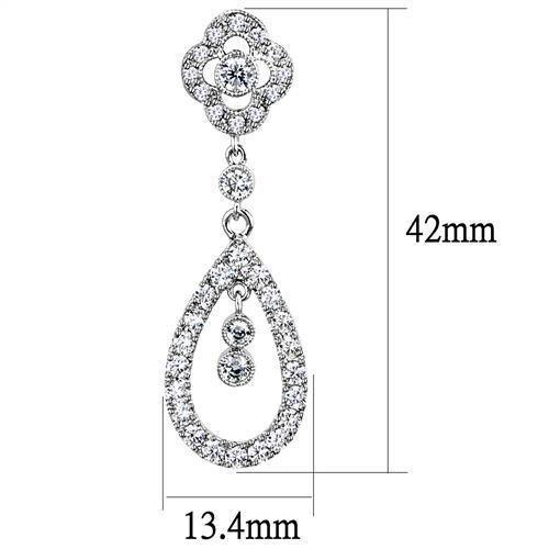 Women's Jewelry - Earrings Women's Jewelry Style No. 3W1351 - Rhodium Brass Earrings