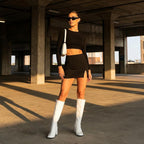 Women's Knee High Gogo Boots Block Heel Square Toe Disco Style – back view